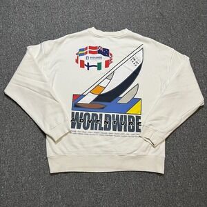H&M Mens Oceanic Yacht Race 92 Graphic Sweatshirt Cream White Cotton